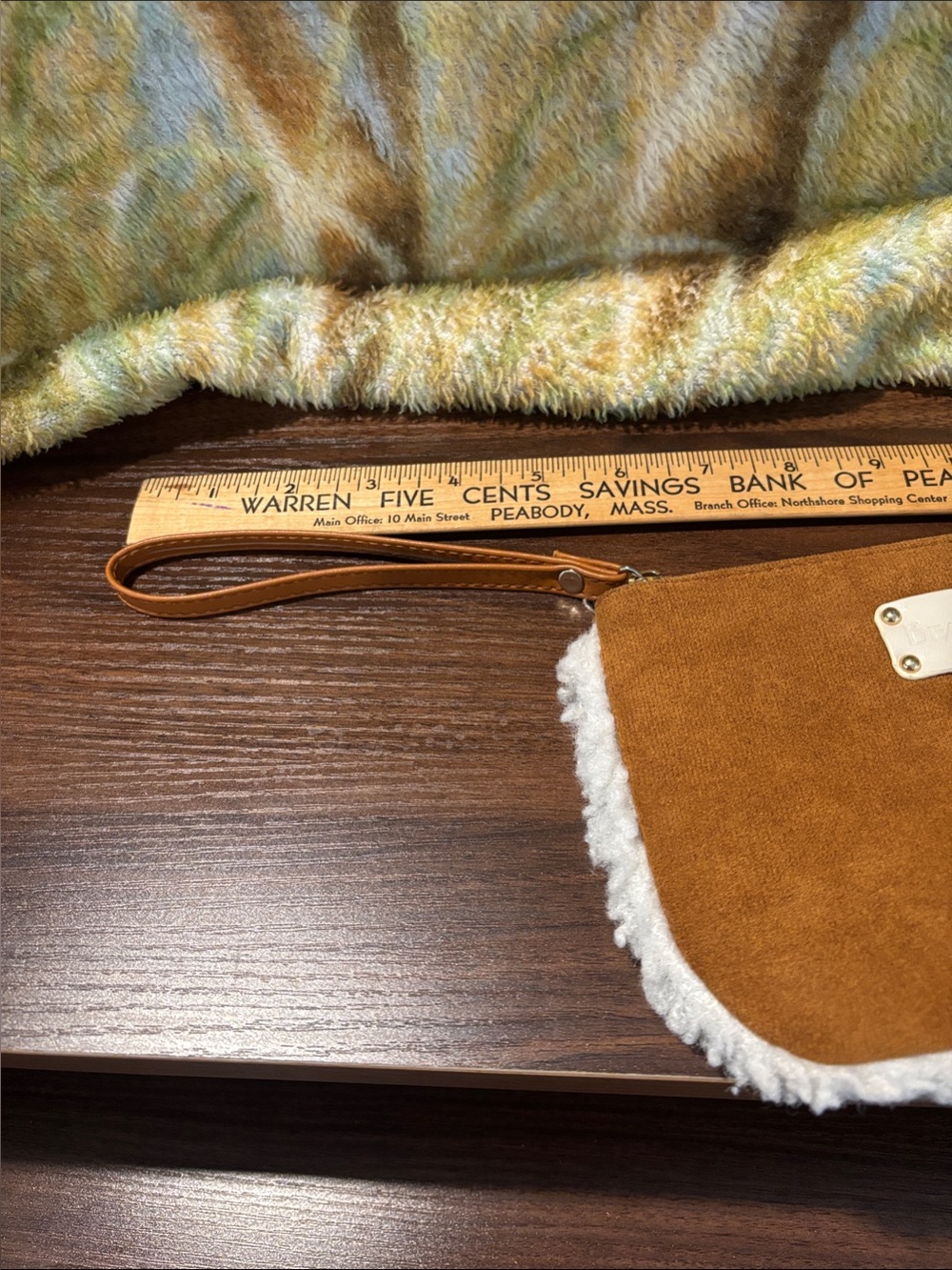 BearPaw Chestnut Suede Wristlet with Cream Shearling Trim - Picture 8 of 9